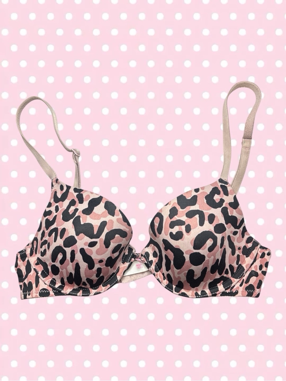 Pink Victoria’s Secret Baby Pink Leopard Push Up Bra 32A